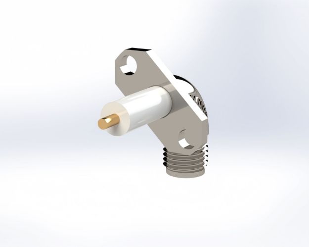 Picture of SMA Female Radius Right Angle,45 Degree (Left),2-Hole, Straight Termination