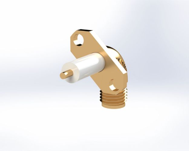 Picture of SMA Female Radius Right Angle, 45 Degree (Left), 2-Hole, Straight Termination