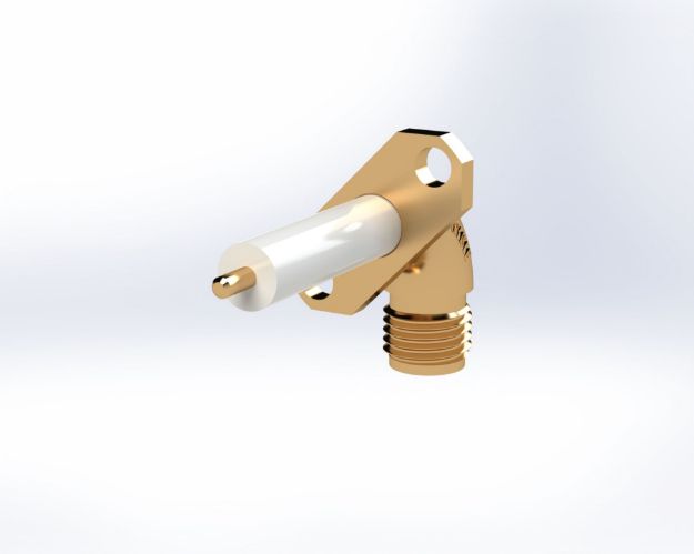 Picture of SMA Female Radius Right Angle, 45 Degree (Right), 2-Hole, Straight Termination