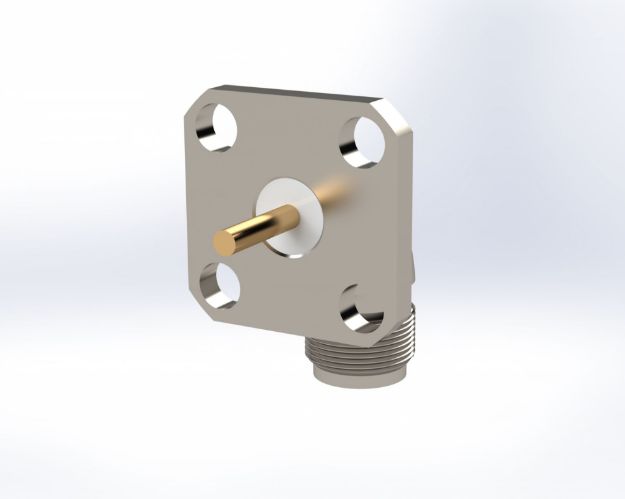 Picture of SMA Female Radius Right Angle, 4-HOLE, Vertical SLOT (.028)