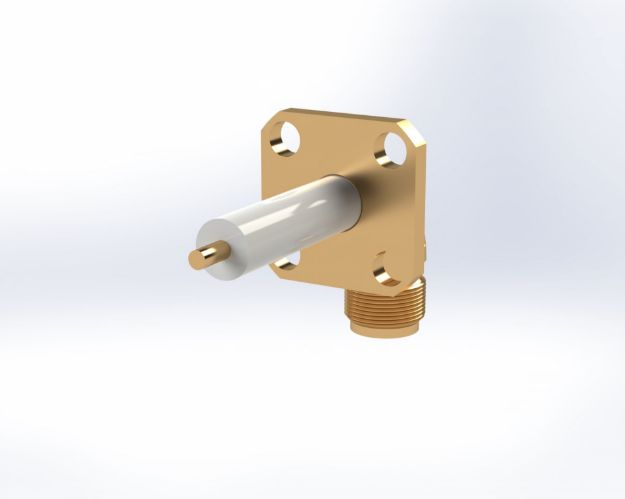 SMA Female Radius Right Angle, 4-Hole, Solder Pot, 5450