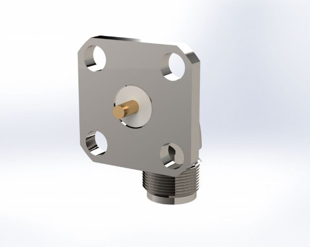 Picture of SMA Female Radius Right Angle, 4-Hole, Horizontal Slot (.012)