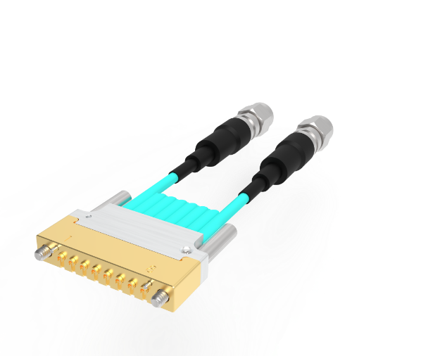 8 channel Vertical Launch CoreHC Solderless Ganged Interconnect to 1.85mm Male, TM7SSH28S8MS031C