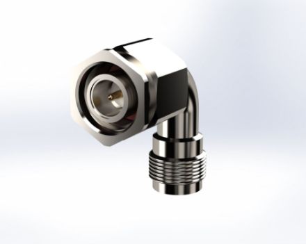 Swept Right Angle TNCA Male to TNC Female Connector, 9050CCSF Swept Right Angle TNCA Male to TNC Female Connector, 9050CCSF