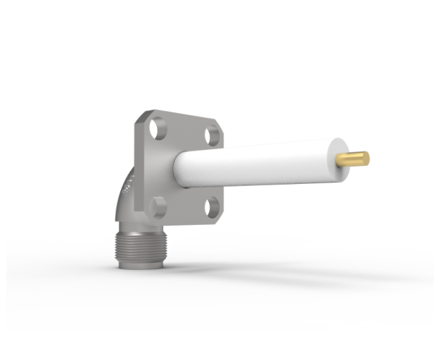 SMA Female Radius Right Angle 4-Hole Flange Mount to Straight Termination, Passivated, 5450SF