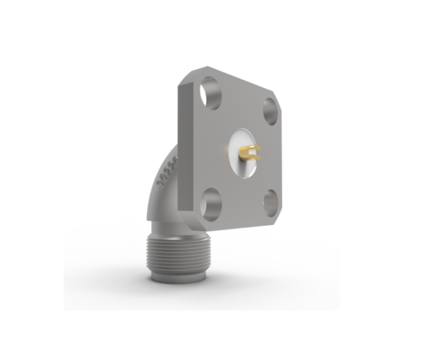 SMA Female Radius Right Angle, 4-Hole, Horizontal Slot (.018), 5580-2CCSF