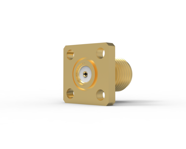 SMA Female Radius Right Angle 4-Hole (.5 SQ) Mount Field Replaceable, Passivate, 5530-1SF