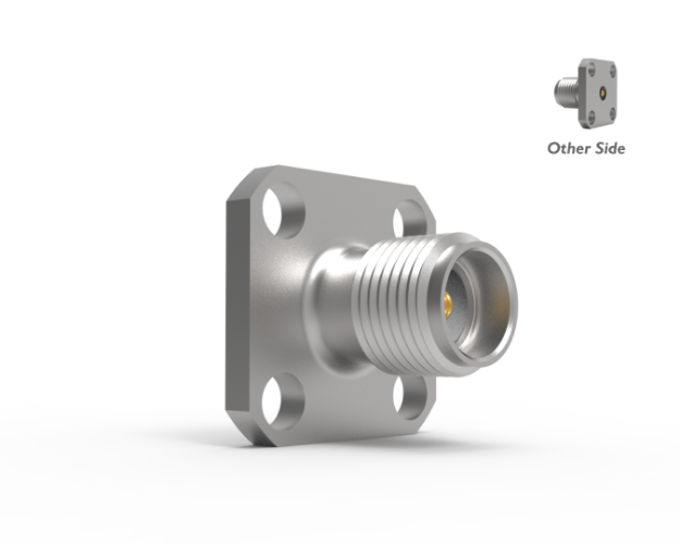 SMA Female Straight 4-Hole Field Replaceable, Air Section (.015) Connector, Passivated, 5680-5CCSF