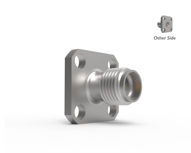 SMA Female Straight, 4-Hole, EMI, Field Replaceable (.015) Connector, Passivated, 5684-5CCSF
