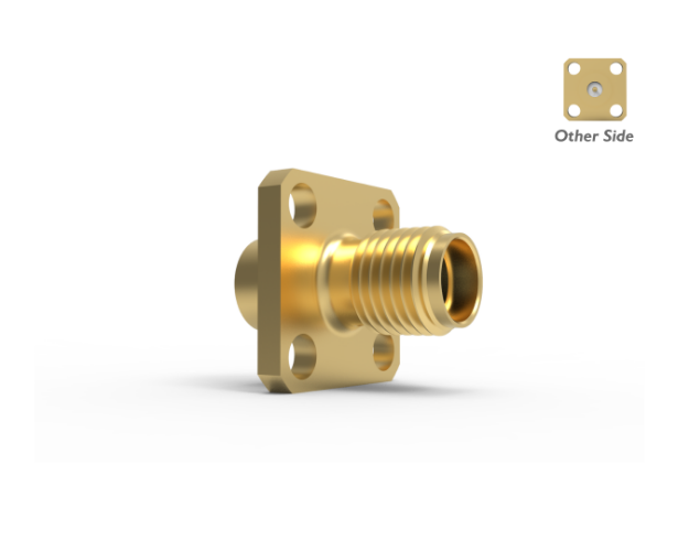 SMA Female Straight, 4-Hole, Tab Termination, Extended PTFE Panel Connector, 5860-3CC