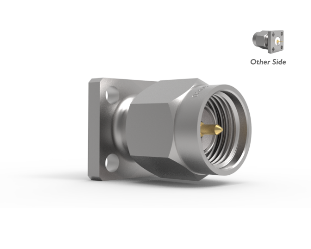 SMA Male 4-Hole Flange (.375 SQ)Tab Termination Panel Connector, 5930SF