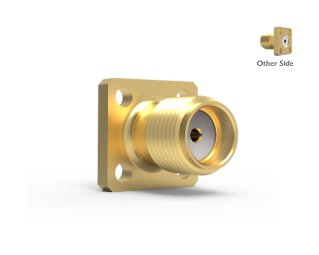 SMA Female Straight, 4-Hole, Field Replaceable (.036) Panel Connector, 5937-1CC