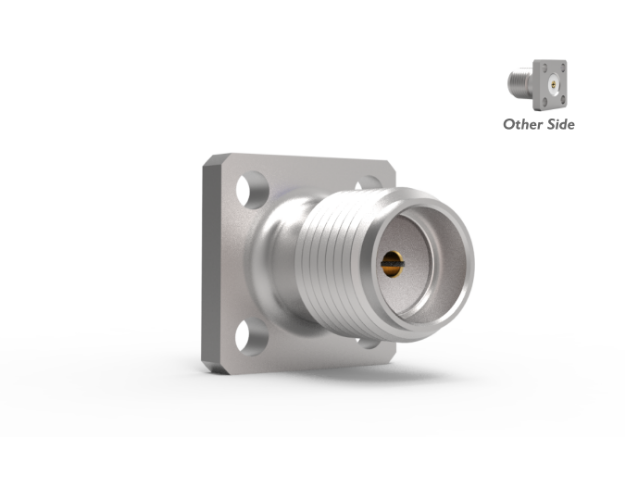 SMA Female 4-Hole Flange Mount Field Replaceable, Passivated Panel Connector, 5937-5CCSF