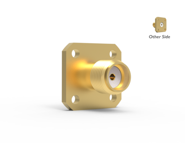 SMA Female 4 Hole Flange Mount Field Replaceable (.015) Panel Connector, 5980-5CC