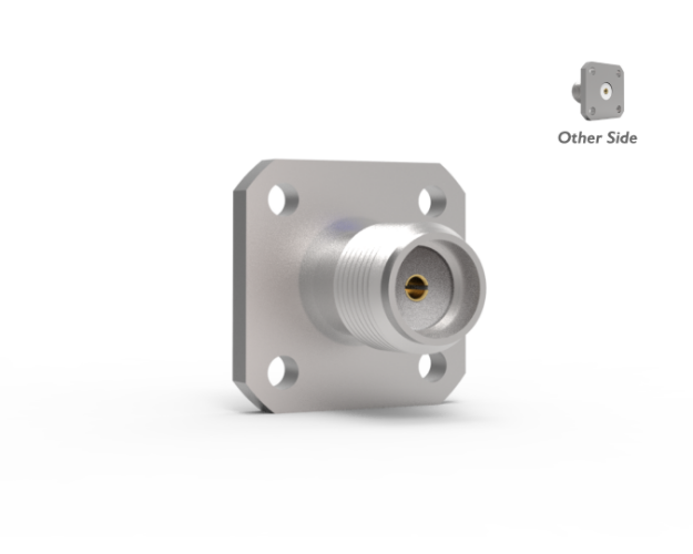 SMA Female 4 Hole Flange Mount Field Replaceable (.015) Panel Connector, Passivated, 5980-5CCSF