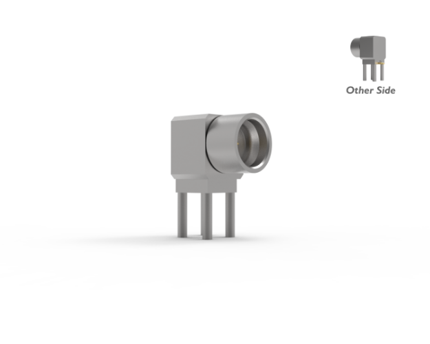 SMP Male Radius Right Angle PCB Through Mount, Surface Termination Full Detent Connector, P851-1CCSF